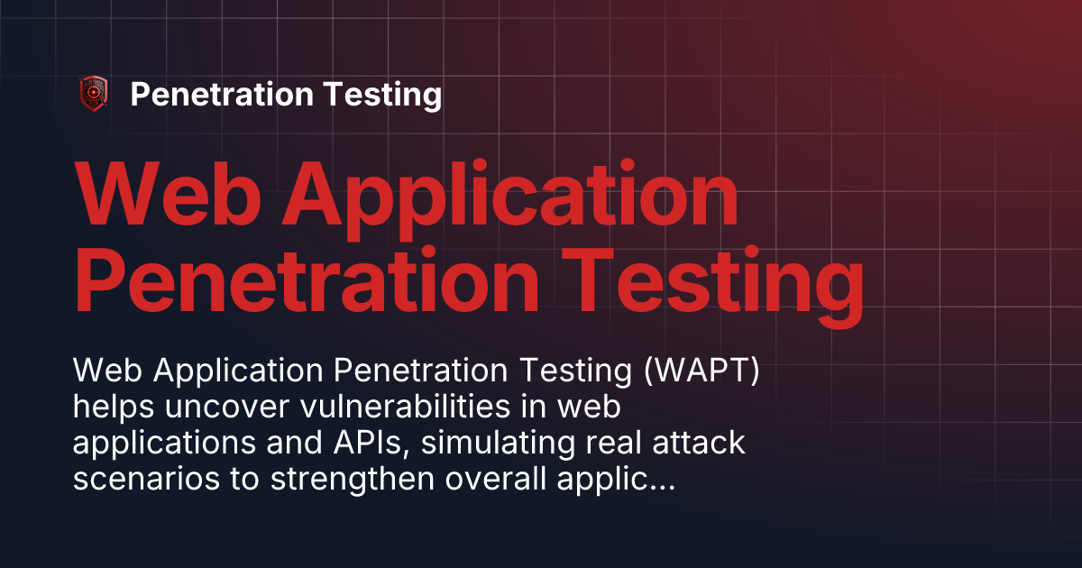 Web Application Penetration Testing Penetration Testing
